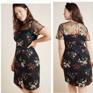 Anthropologie Hutch Talulah Dress women's size 10 black floral embroidery